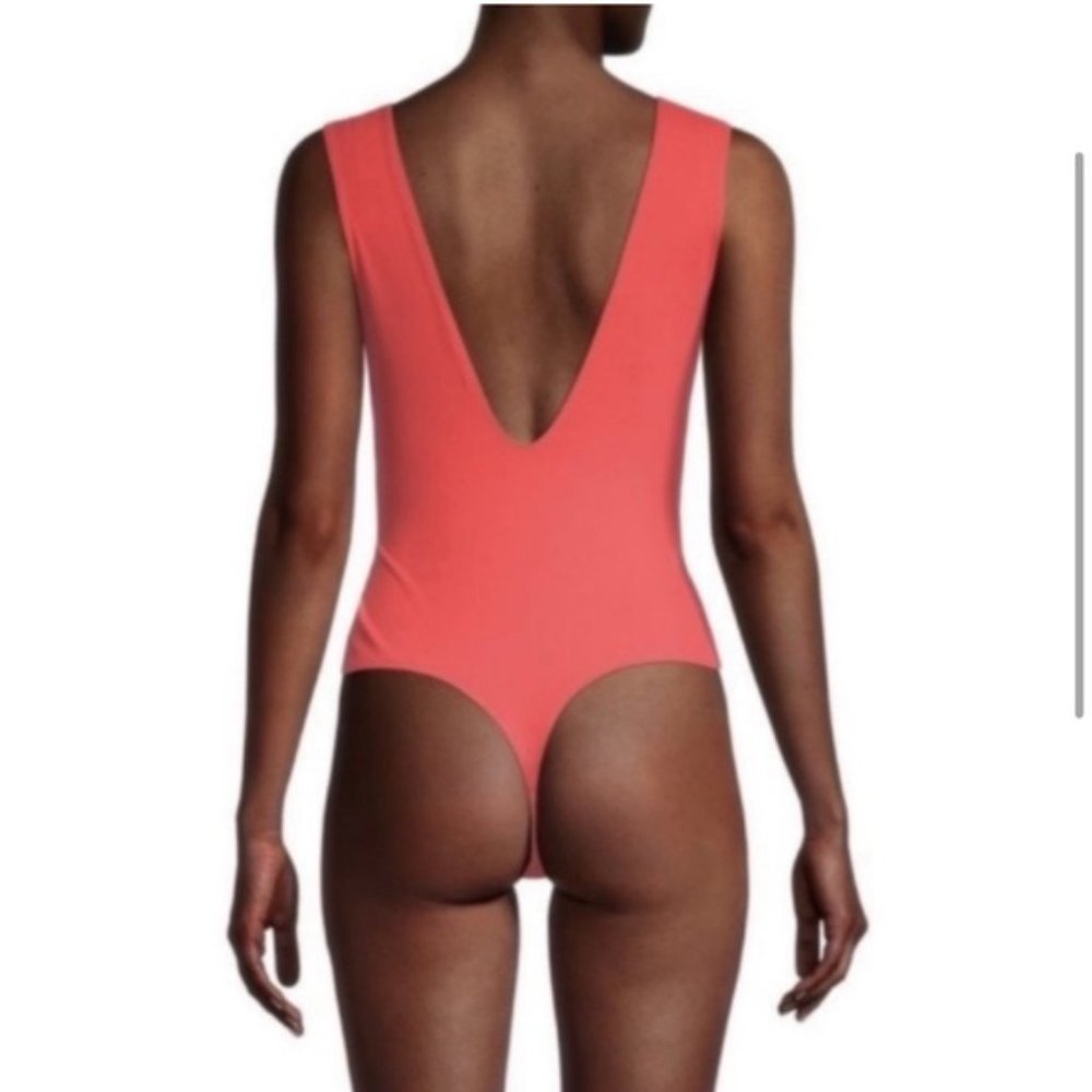Free People Keep it Sleek Bodysuit in Pink Poinsettia - Picture 2 of 4
